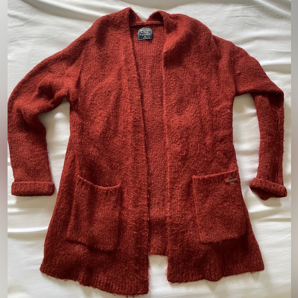 Red cozy cardigan from Abercrombie
